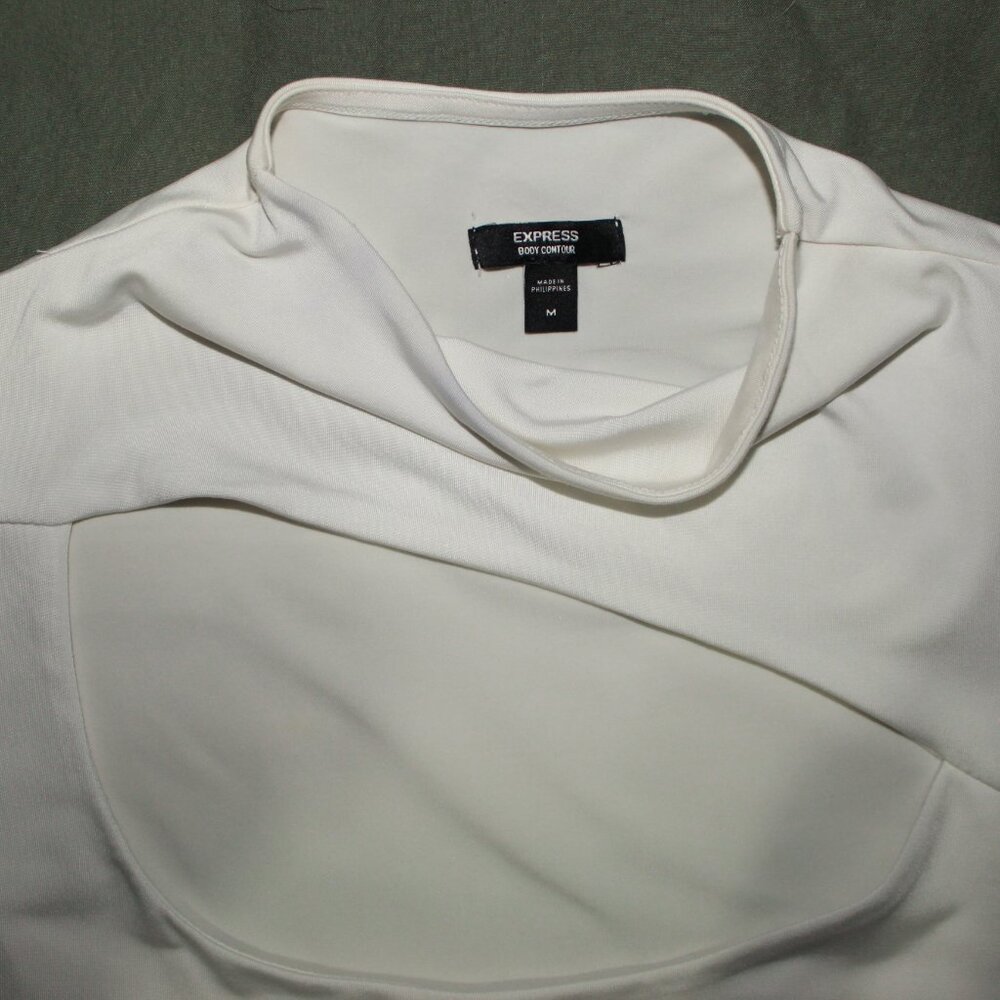 Express Women's Body Contour Mock Cutout Tank Top White Size Medium - Picture 4 of 4